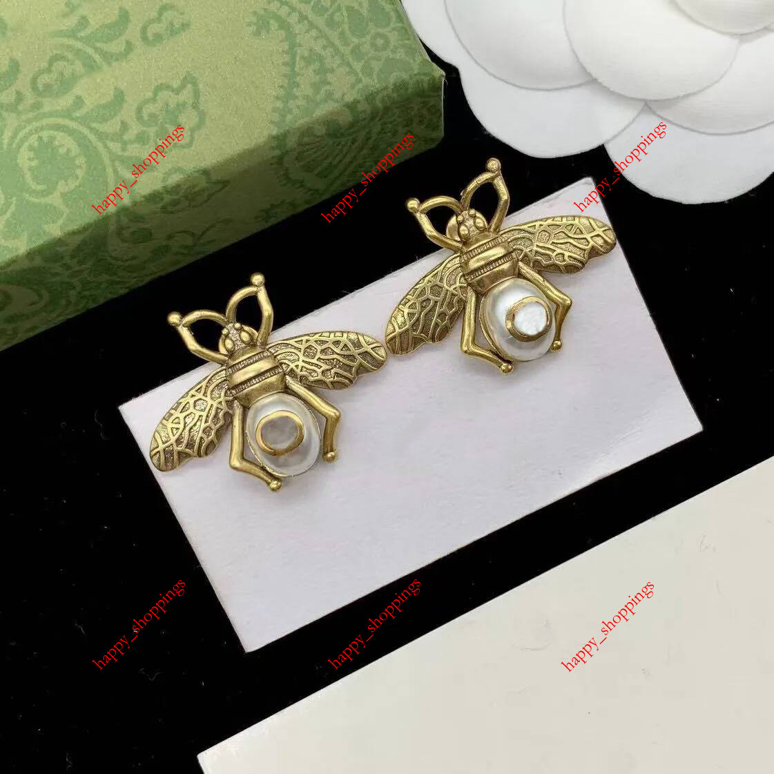 Luxury designer bee stud 14k gold brass fashion exquisite earrings for women wedding party birthday gift jewelry