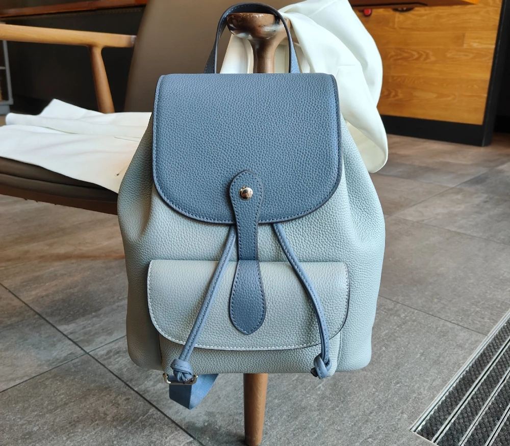 Luxury Bags Retro String Cover Close Anti Theft Hit-Color Women Backpack Genuine Cow Leather Female College Style Bagpack Leisure Hot Selling BAOLUO