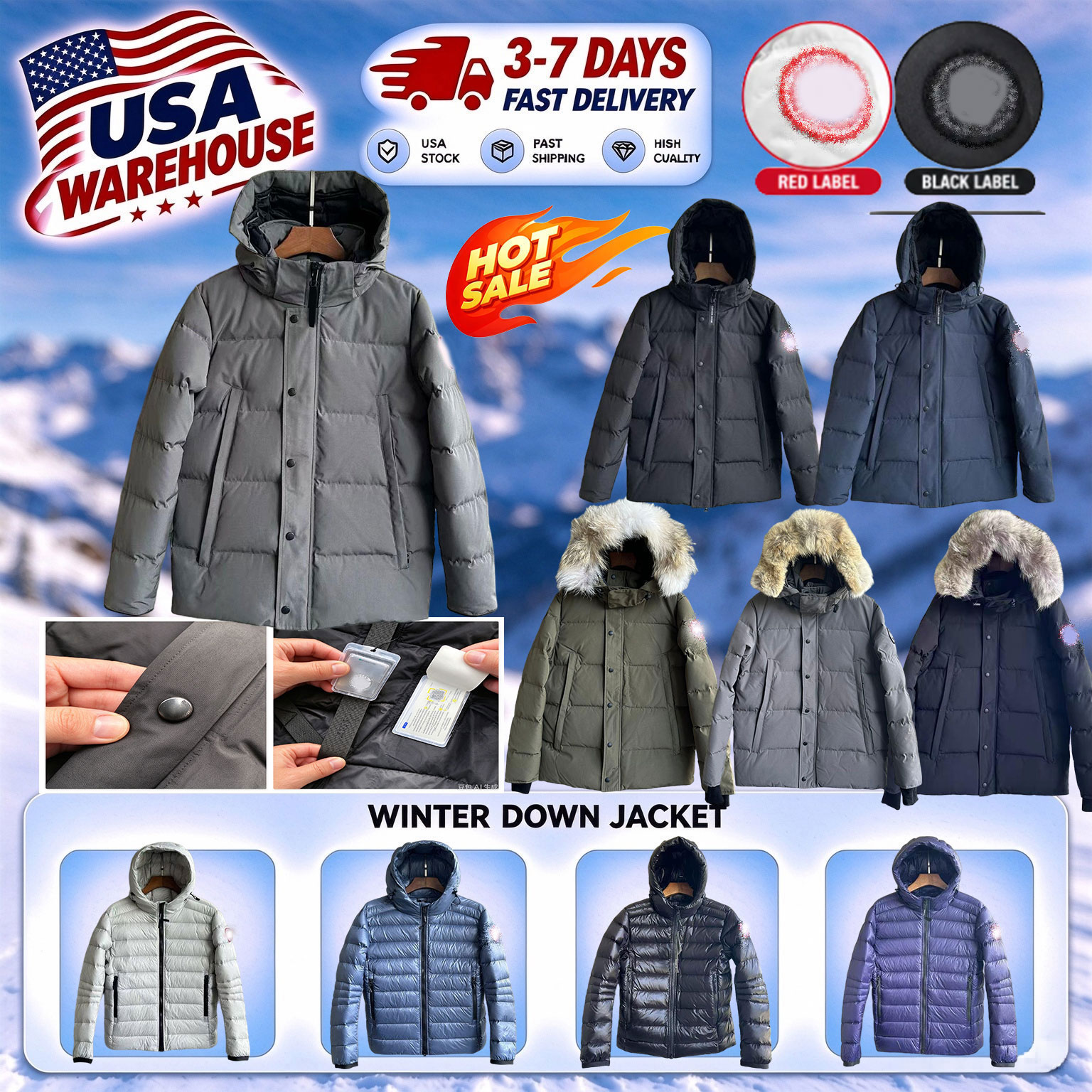CanadGooPuffer Jacket Jackets Designer Jackets Winter Jacket Doudoune Jacket Wyndham Down Jacket Long Coat Parka Homme Warm Outerwear Wolf Fur Zippe