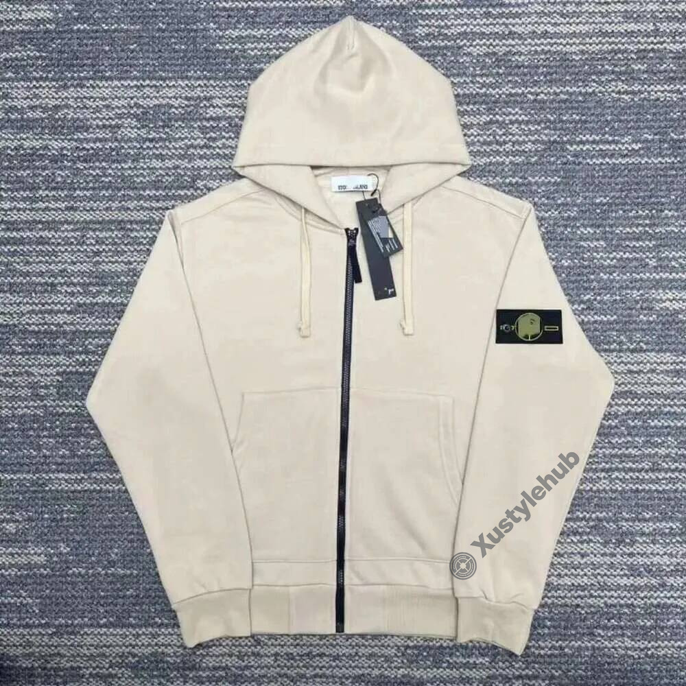 stone Cross Border Designer Clothing Stone Embroidered Unisex Solid Mens Color Casual Sports Hoodie Jacket Compass Sleeve Zipper Sweatshirt Technica
