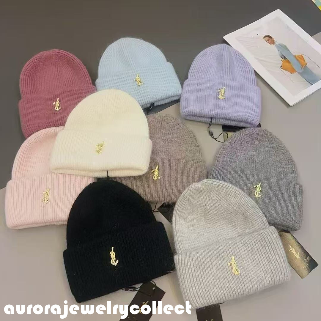 Designer Beanies Men Women Knit Hat Bonnet Autumn Winter Double-Layered Thickened Knitted Beanie With Rabbit Fur Lining Warmth
