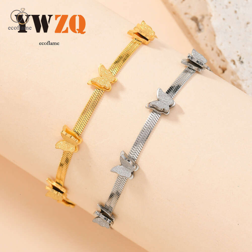 New Luxury Jewelry 925 Sterling Silver 18K Gold jewelry double-layer frosted butterfly for women fashionable and light luxury 18k gold plated couple