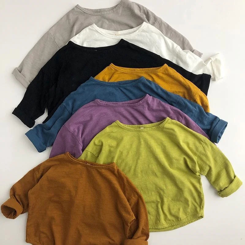 Baby Boys Basic Tee Long Sleeve T-shirts Pure Cotton Baby Girl Tops Kids T-shirt Cotton Spring Tee Shirts Baby Boy Clothes261016