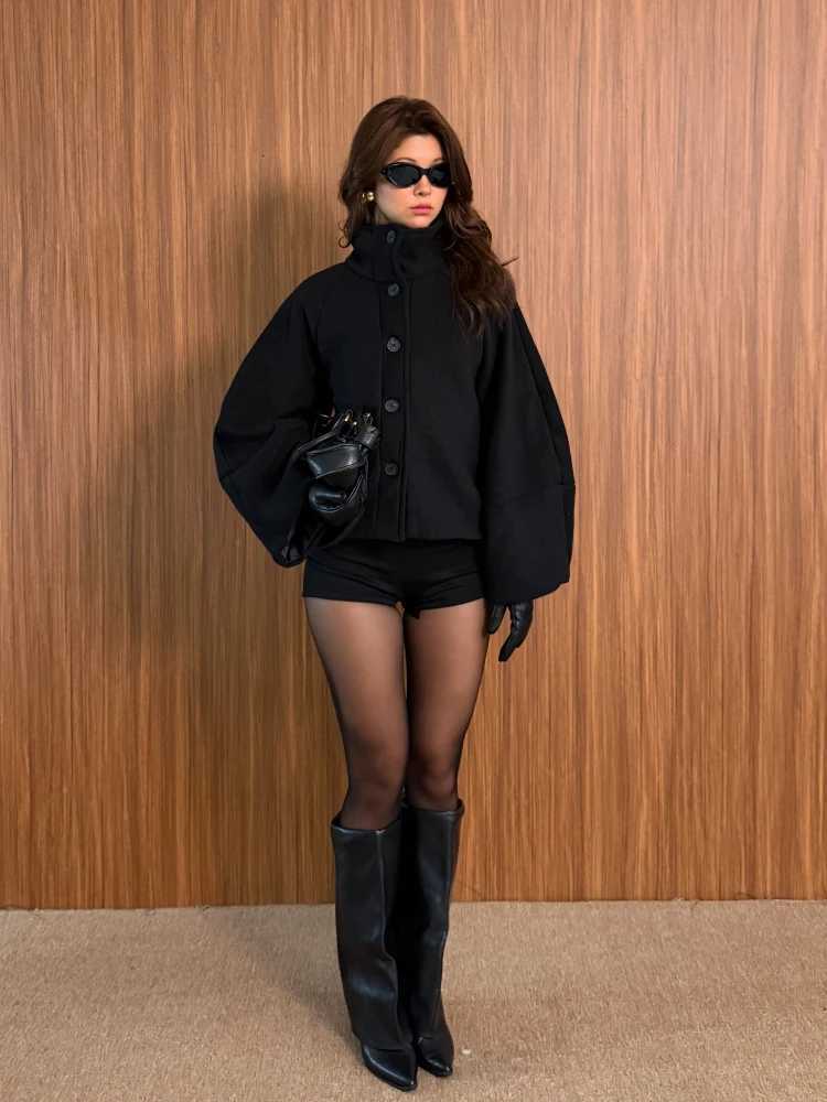 Y2K Women's Men's V-neck Jackets short jacket with loose and minimalist cut coat Grunge High Street autumn and winter streetwear outerwear