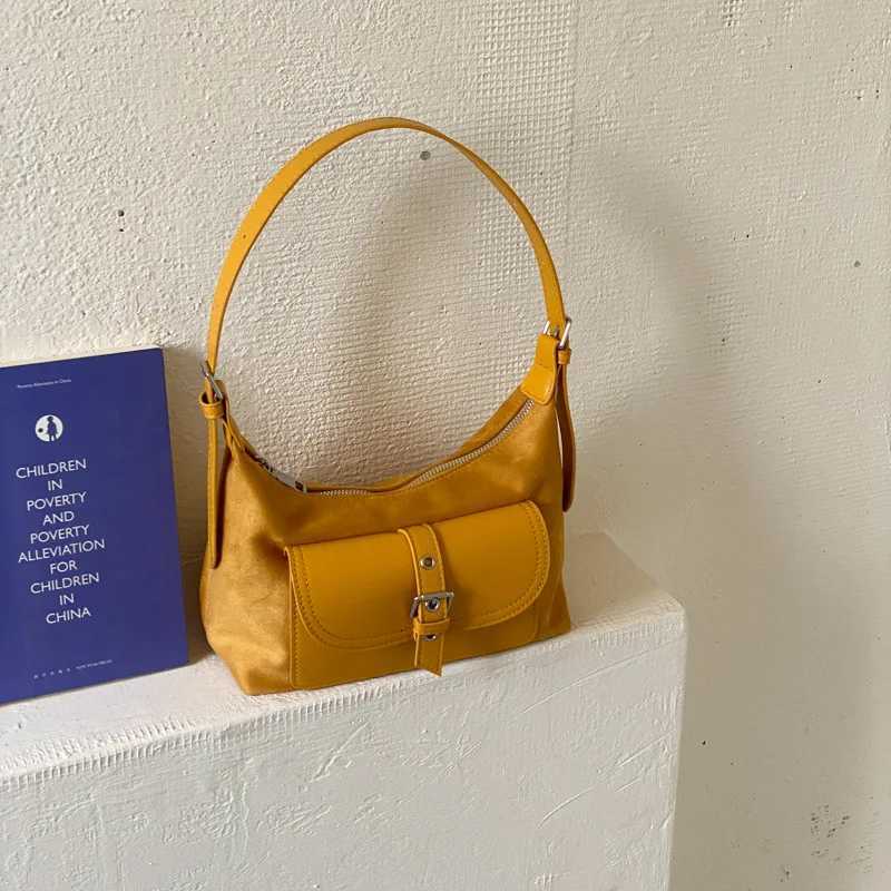 Totes Fashion suede PU splicing Shoulder Underarm Bag Niche biker Style Crossbody Bag Casual Versatile women Handbag Retro saddle bag X261016