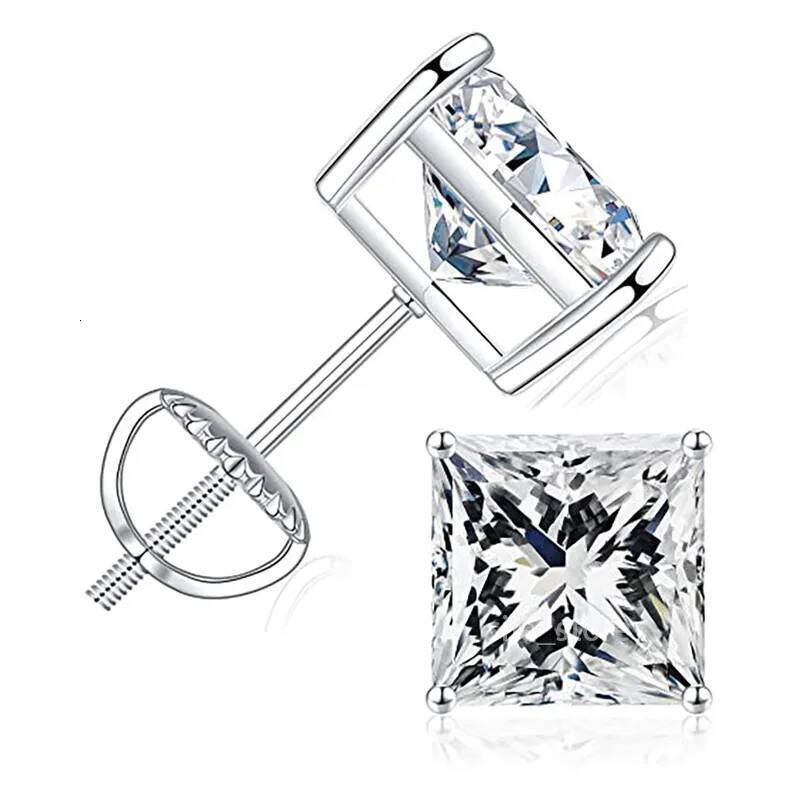 stud designer for women 925 sterling silver 4 prong pass diamond tester vvs1 square moissanite earrings 18K gold mens earring jewelry valentines day