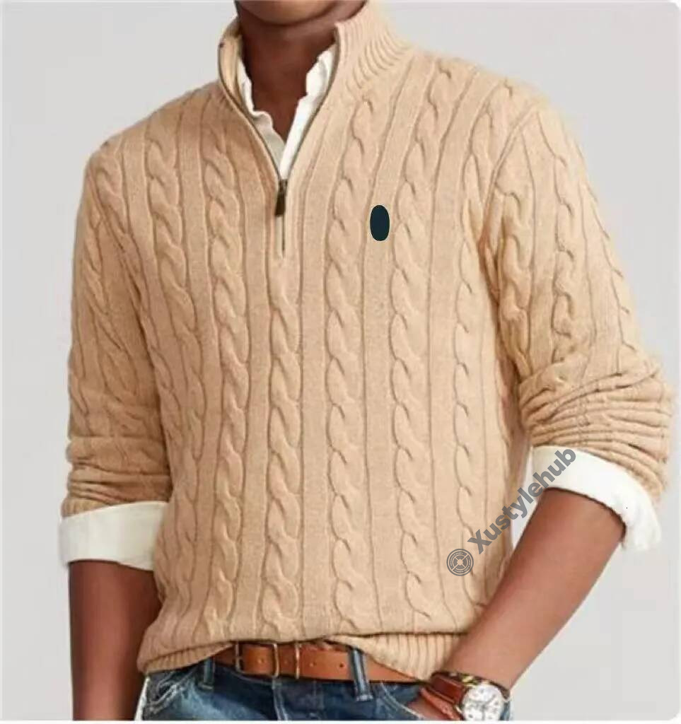 polo cardigan men designer knit Horse sweater quarter zip pull homme mens pullover half zipper luxury brand casual jumper autumn wool d7a