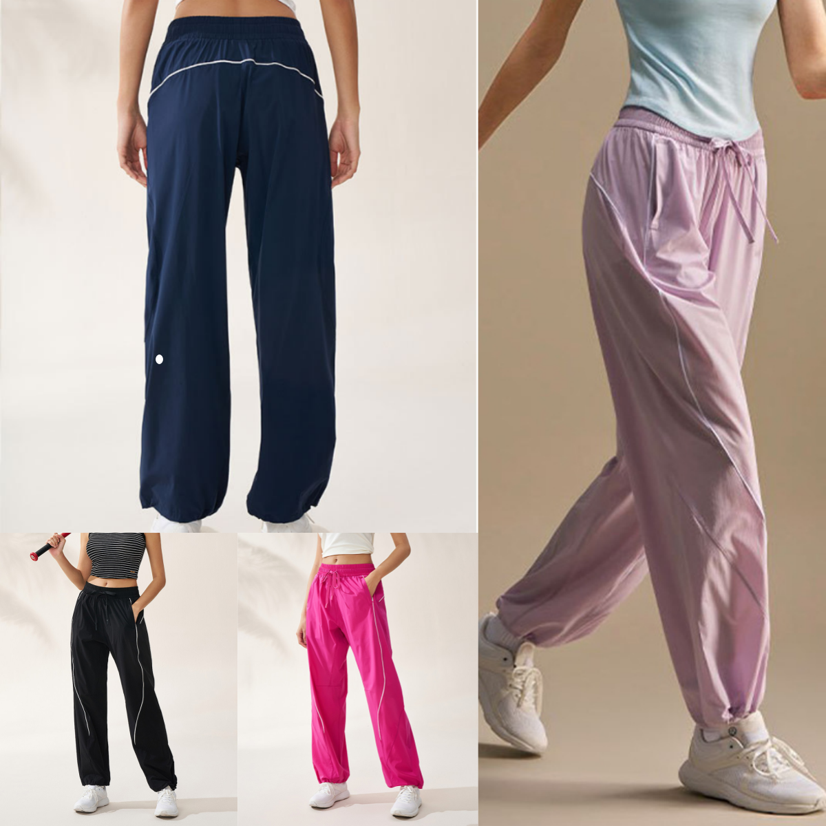 L6701 Women's Quick-Dry Sports Pants Lightweight Loose-Fit Straight-Leg Pants with Cuffed Ankle Perfect for Outdoor Activities Hiking and Dance