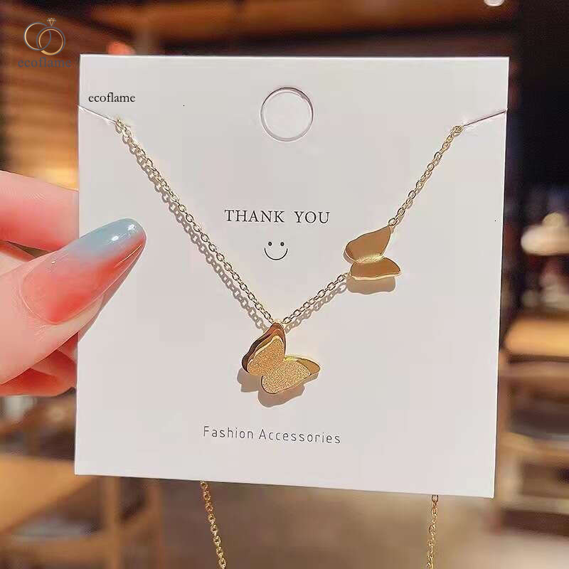 Titanium steel butterfly necklace for women, unique design, popular online, simple and elegant collarbone chain, minimalist retro light luxury choke