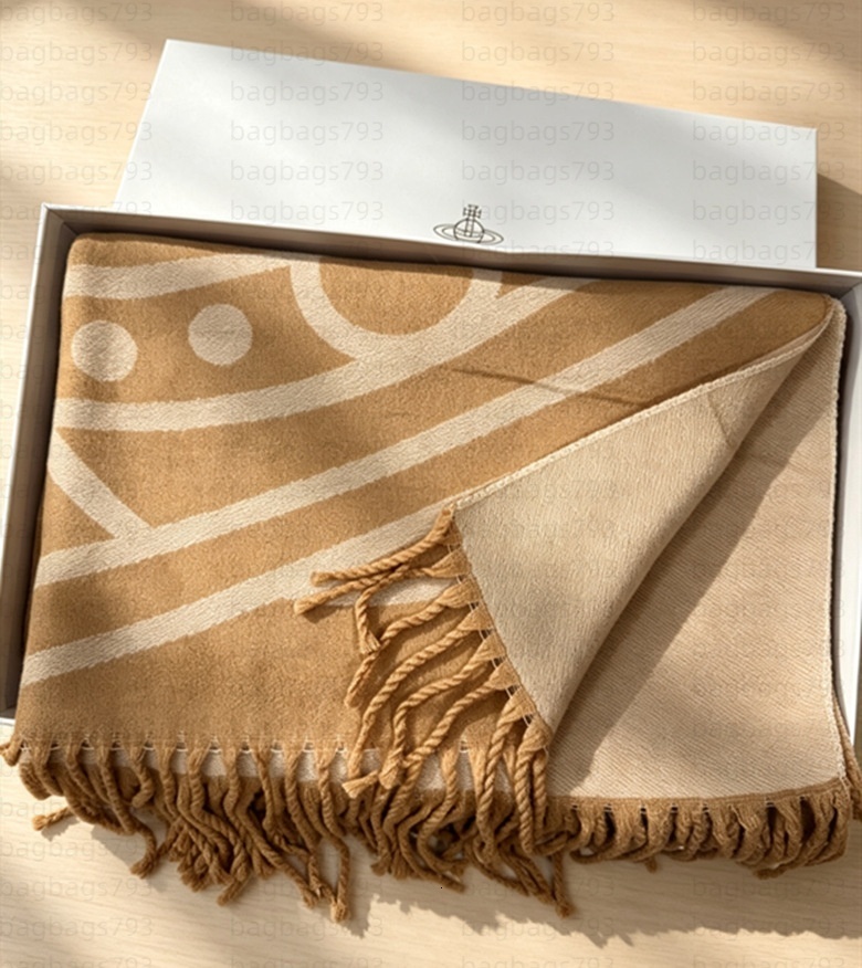 Scarves 2026 Designer Saturn Scarf Westwood Saturn Pure Wool Scarf Queen Dowager Scarf Wool Jacquard Fringe Scarf Shawl Woven Label Scarf Winter Sca