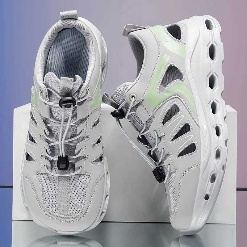Casual Shoes Summer Hollow Couple Sneakers Wide Toe Barefoot Shoes Outdoor Slip On Wading Hiking Shoes Breathable Men's Walking Shoes H261016