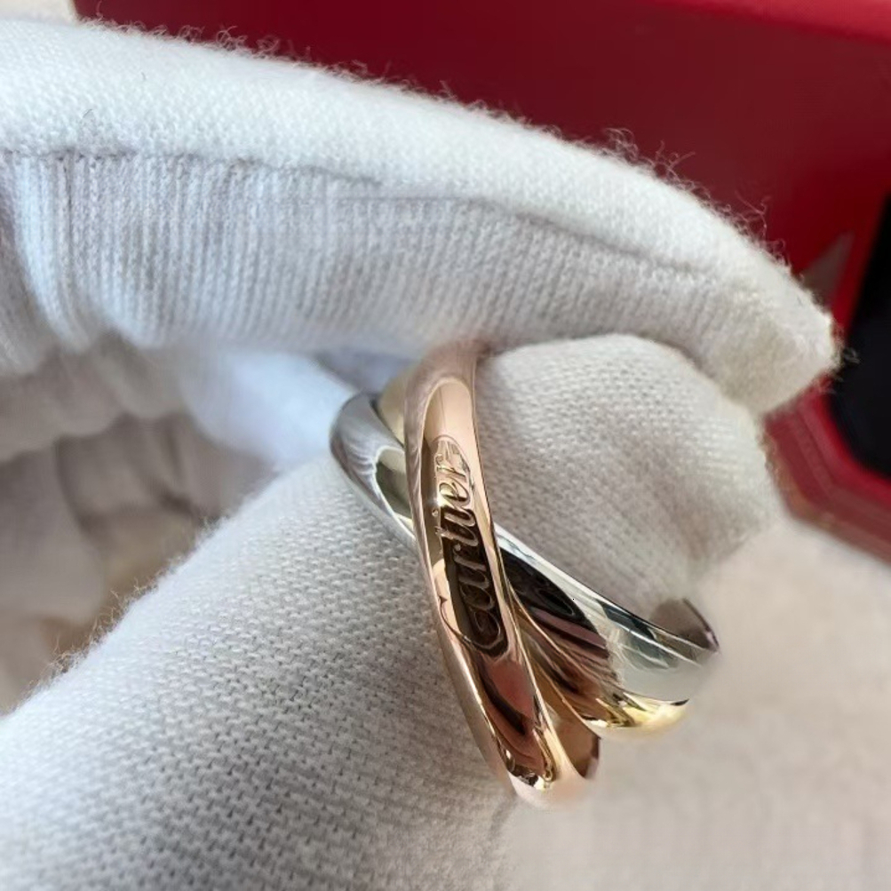 2026 perfume Kaga Three-Ring Ring, High-End 18K Plated, Light Luxury Versatile Three-Color cologne Stacked Rings, Unisex, Ins Style Designer