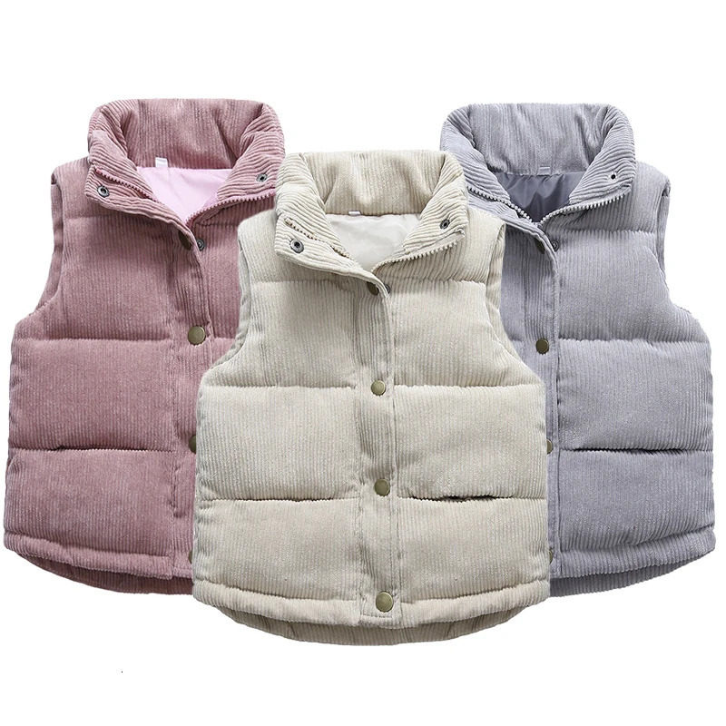 Autumn Winter Children Waistcoat Fashion Solid Color Jacket For Girls Boys Corduroy Vest Coats 2-10 Years Kids Outerwear Clothes261016