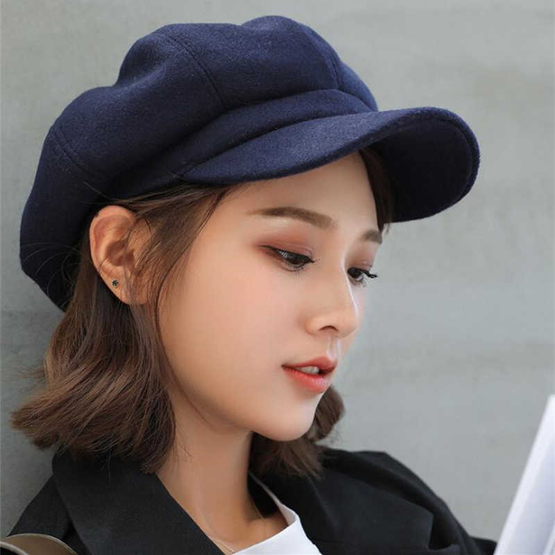 Autumn Fashion Winter Hats for Women Solid Plain Octagonal Newsboy Cap Men Adies Casual WoolHat Winter Beret Women Painter Caps S261016EPMW
