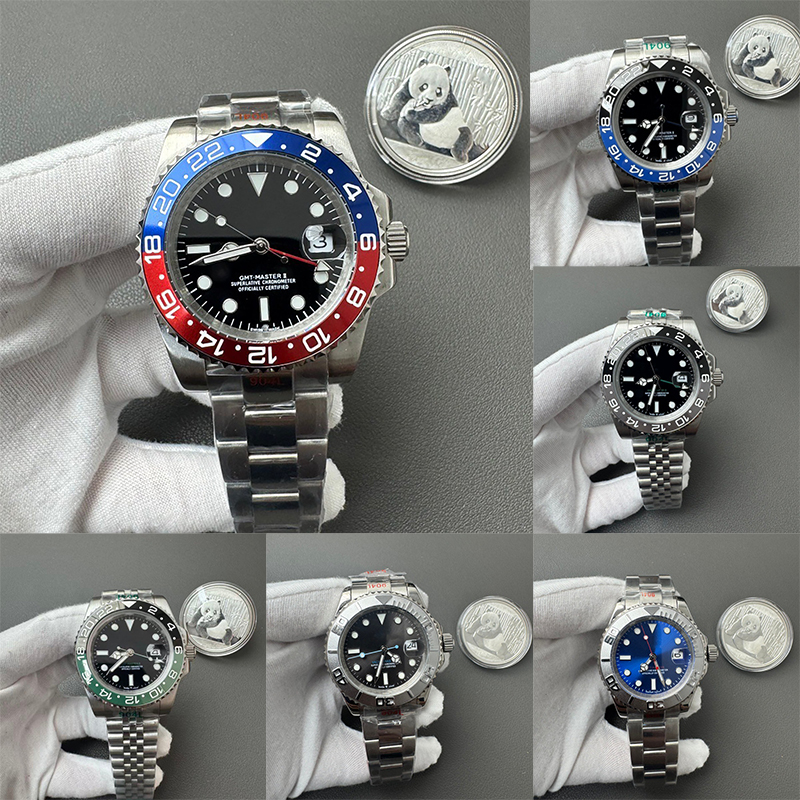 Montres mécaniques automatiques pour hommes de haute qualité 40 mm Cadran Cola Résistant à l'eau Mains de yacht lumineuses Bracelet en acier inox