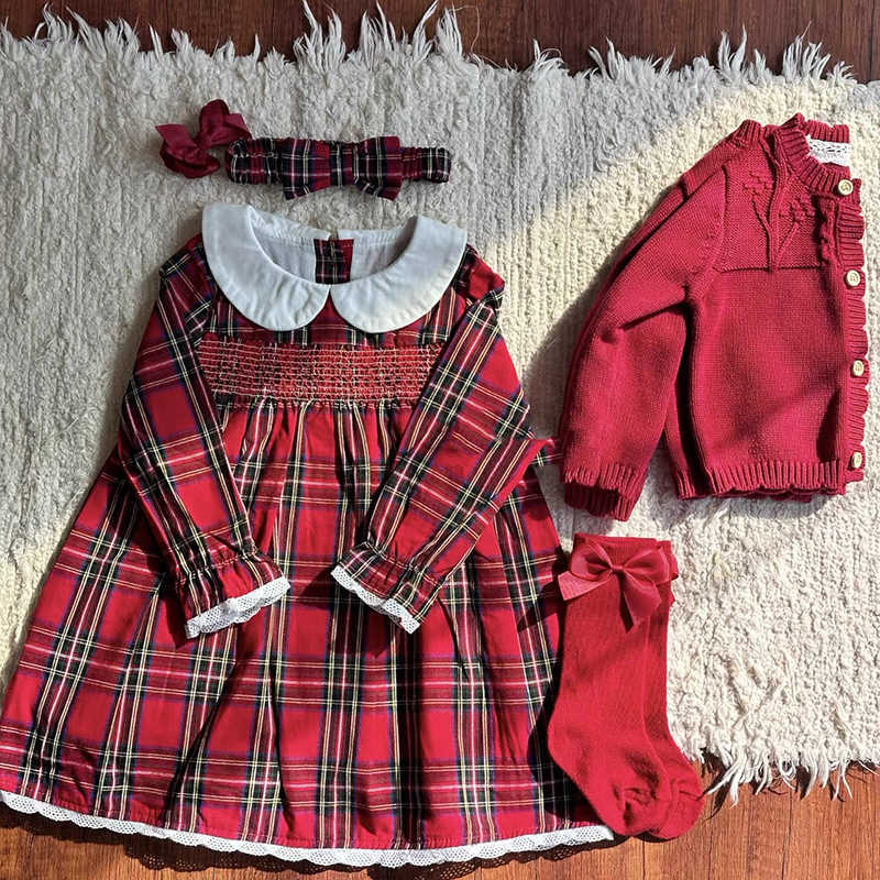 New 2025 Sister Dress Christmas Toddler Baby Girls Clothes Christmas Sister Matching Xmas Bodysuit Dress Outfits Red Plaids Sets S261016DQJP