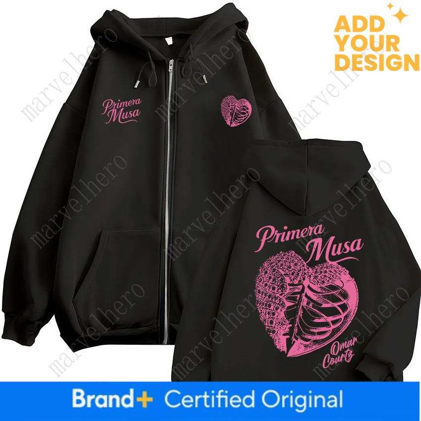 Omar Courtz Primera Musa Album Tour Zipper Hoodies Men Women Fashion Zip Up Hooded Sweatshirts Hip Hop Oversized Pullovers Coats