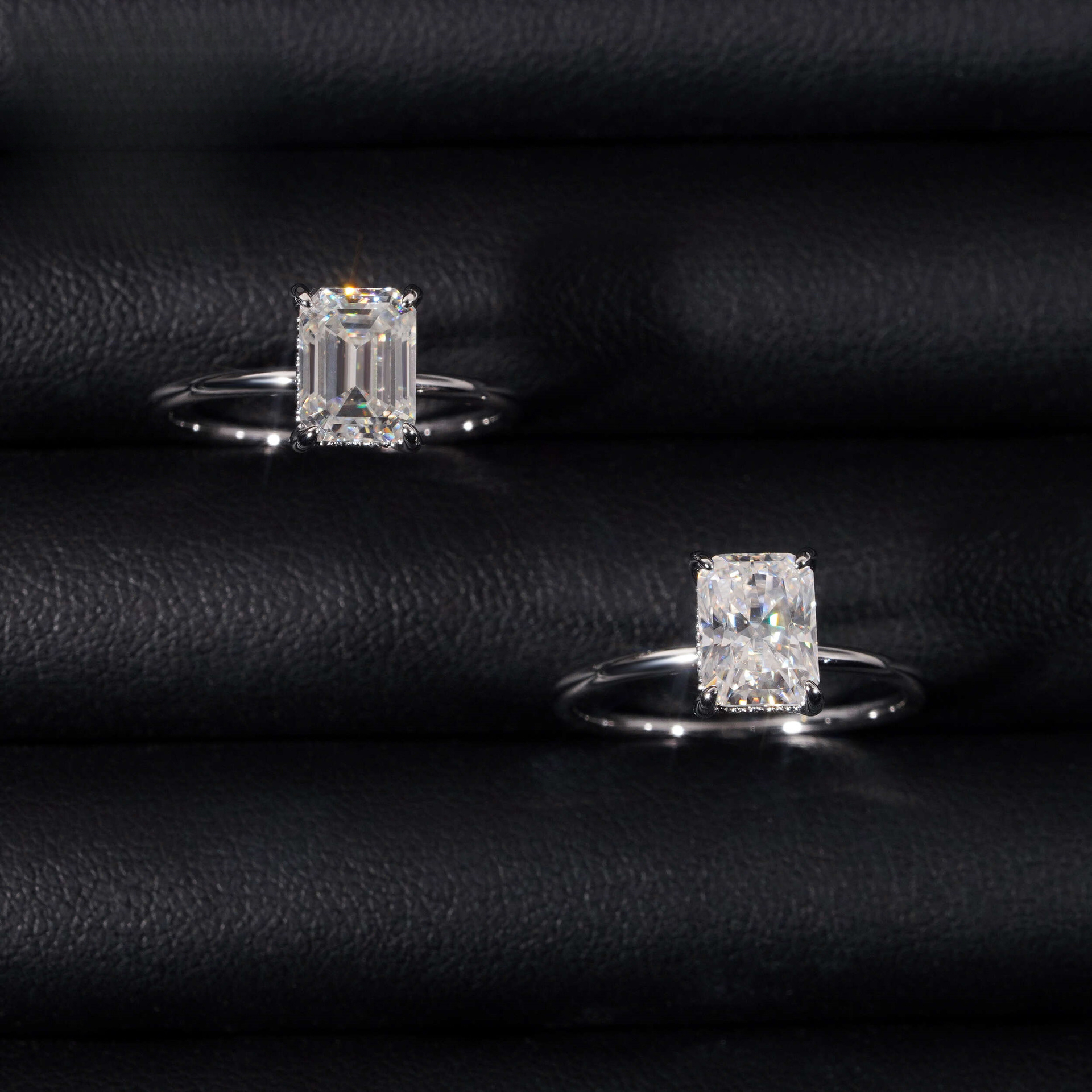 925 Sterling Silver 2 ct Radiant Moissanite Women's Ring Jewelry High-End Accessories In Stock