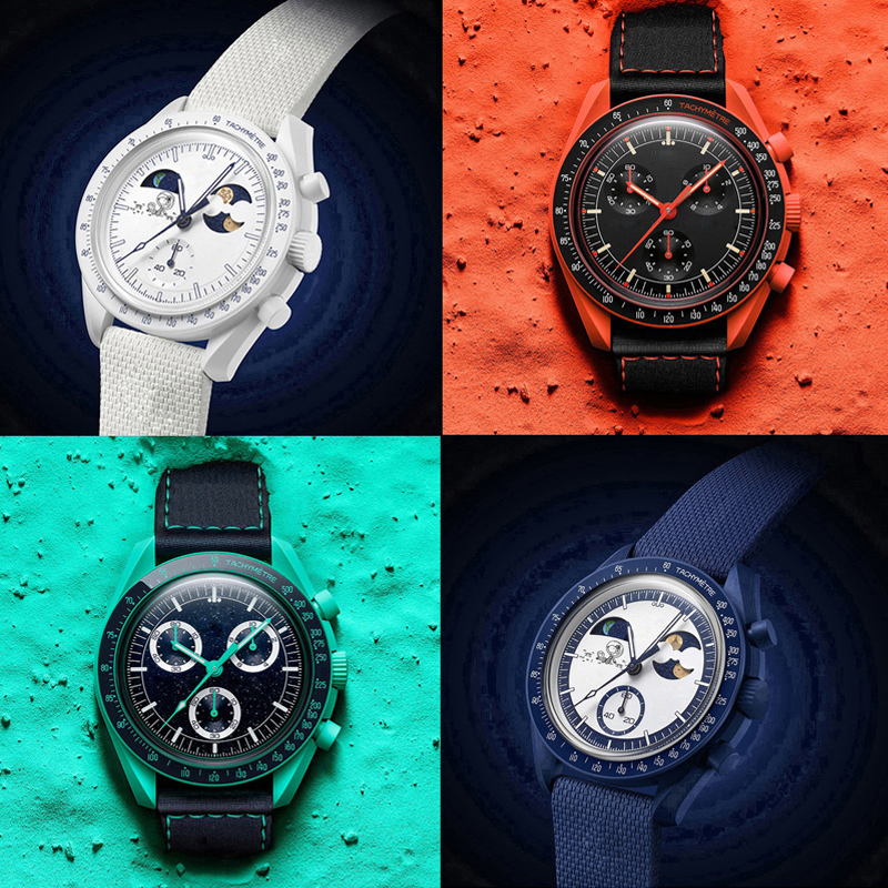 Mens Watches Bioceramic Planet Moon Mens Watches Designer Watches High Quality With Box Full Function All Dials Work Quarz Chronograph 42mm Wristwat
