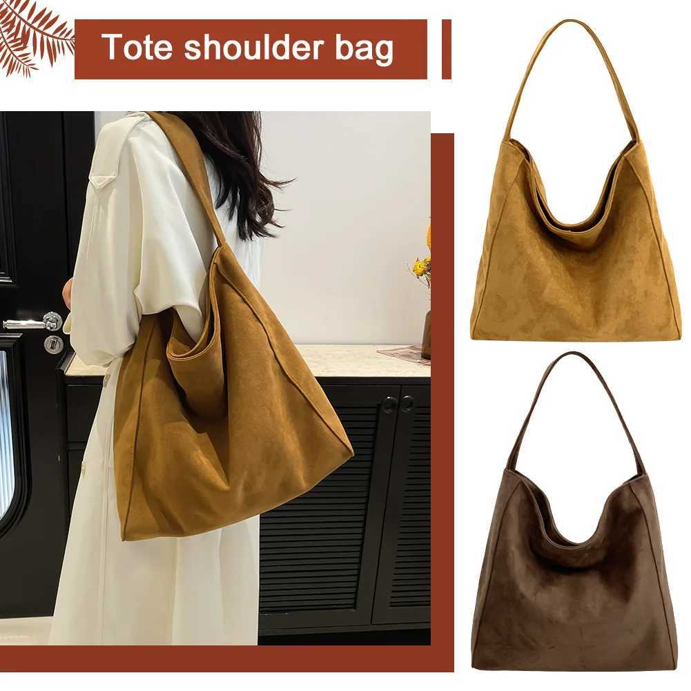 Shoulder Bags Tote Bag for Women Men Large Capacity Shoulder Bag Suede Solid Color Handbag Work College Bag Commuting Bag X261016
