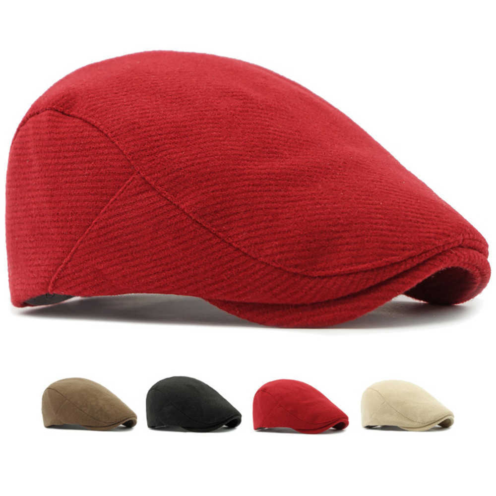 Berets HT4949 Autumn Winter Wool Hats for Men Women Retro Artist Painter Beret Hat Male Female Ivy Flat Cap Adjustable Beret Cap S261016SBW7