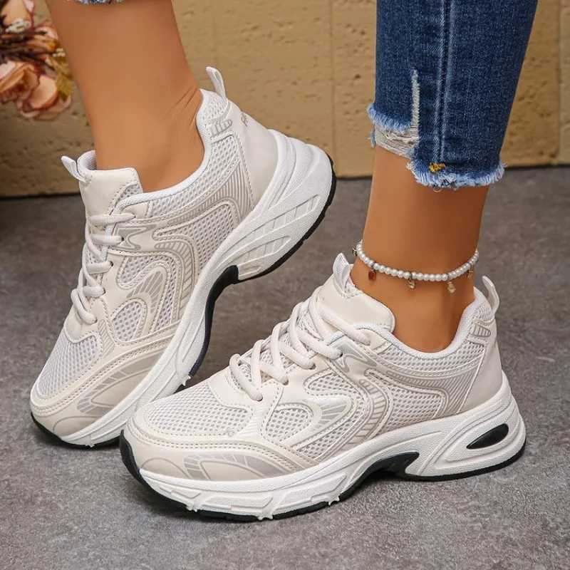 Casual Shoes 2026 Spring Autumn Women Dad Sneakers Breathable Mesh Platform Sole Non Slip Casual Walking Shoes White Black Zapatillas Mujer H261016