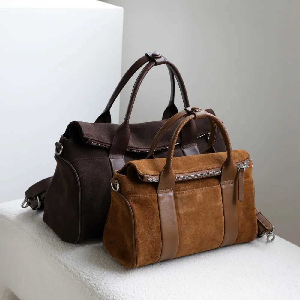 Autumn and Winter High-end Retro Matte Cowhide Commuting Shoulder Messenger Leather Bag Texture Unique Fashion Simple Casual X261016