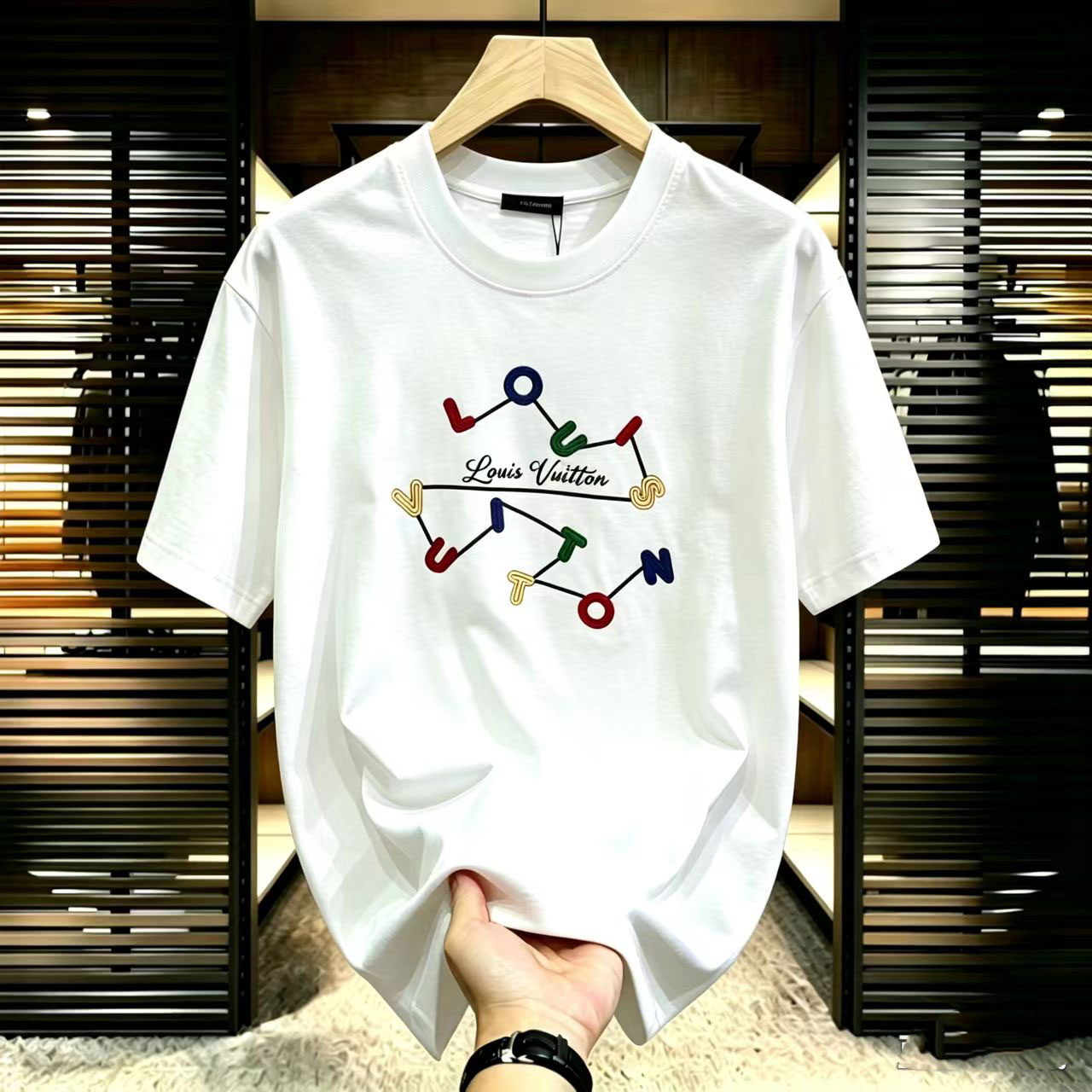 Summer New Print Trendy Letter Design Popular Loose Crewneck T-Shirts Versatile Casual Men's and Women's Patterns