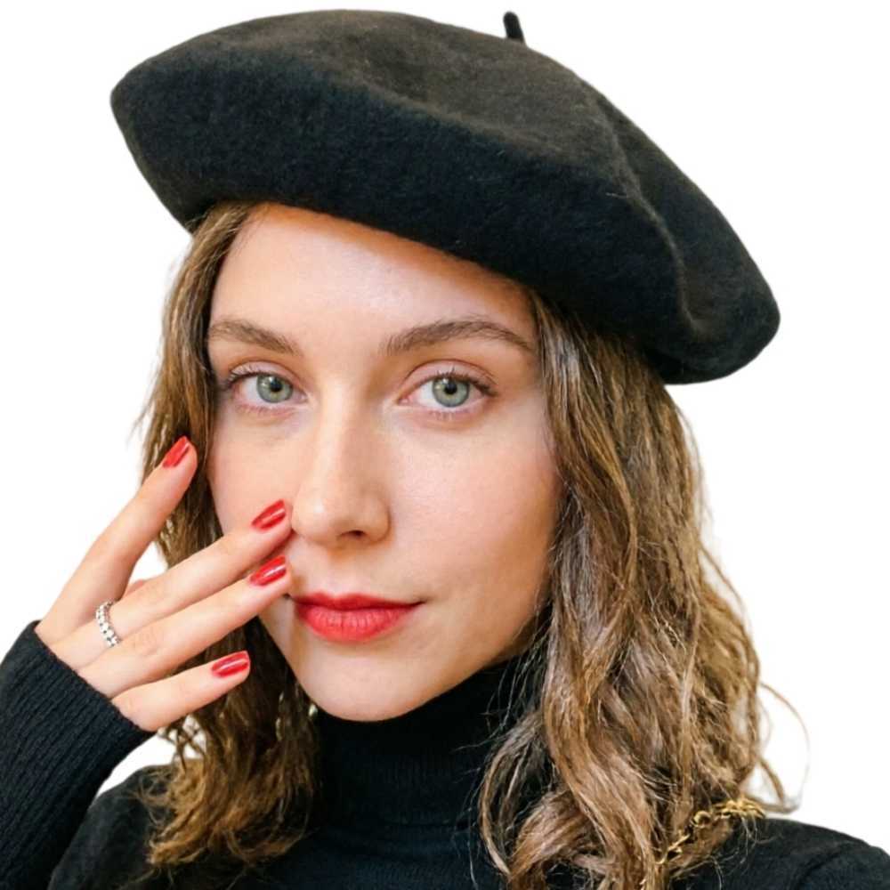 Winter Vintage Warm Wool Plain Beret For Women's Girls Artist Fashion Casual Solid Black Red Beanie Hat Caps Boinas Para Mujer S261016ZRW0
