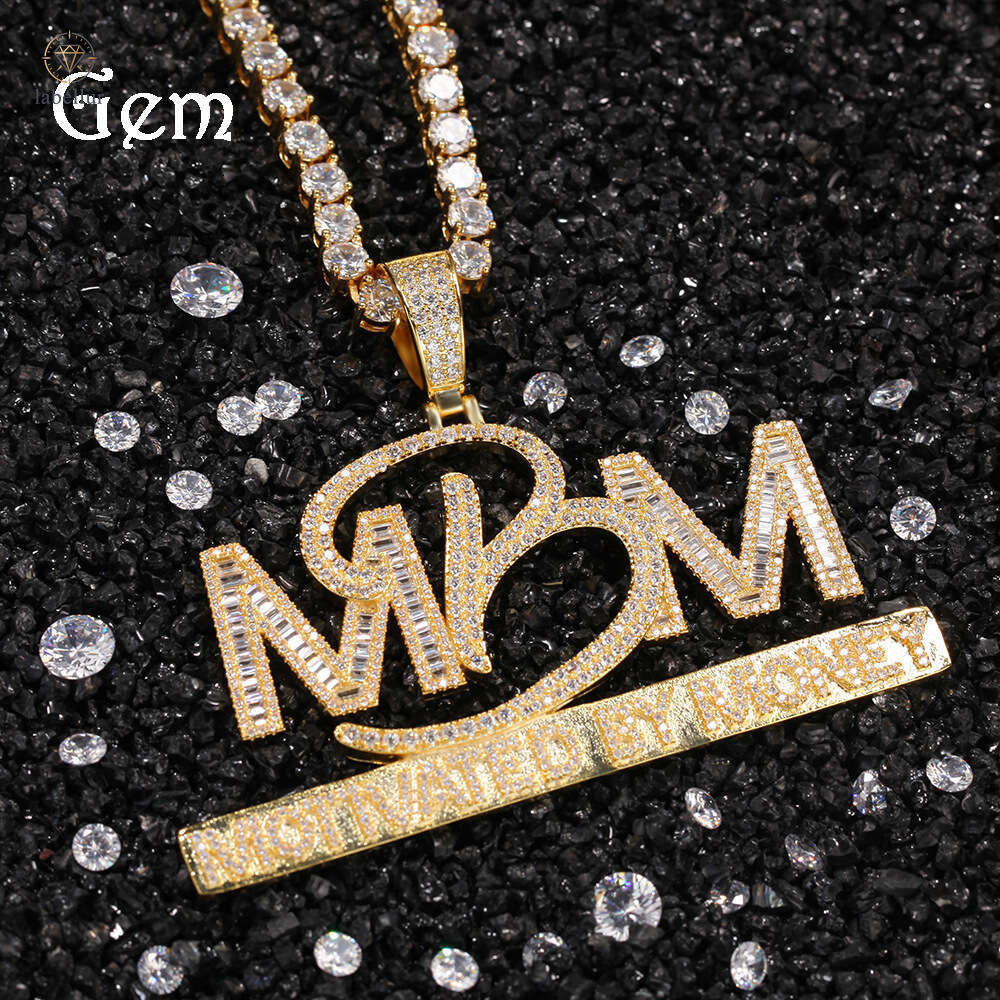 Hot-Selling New Pendant Simple Personality Silver Inlaid Moissanite Gold English Letter Hip Hop Necklace Jewelry c