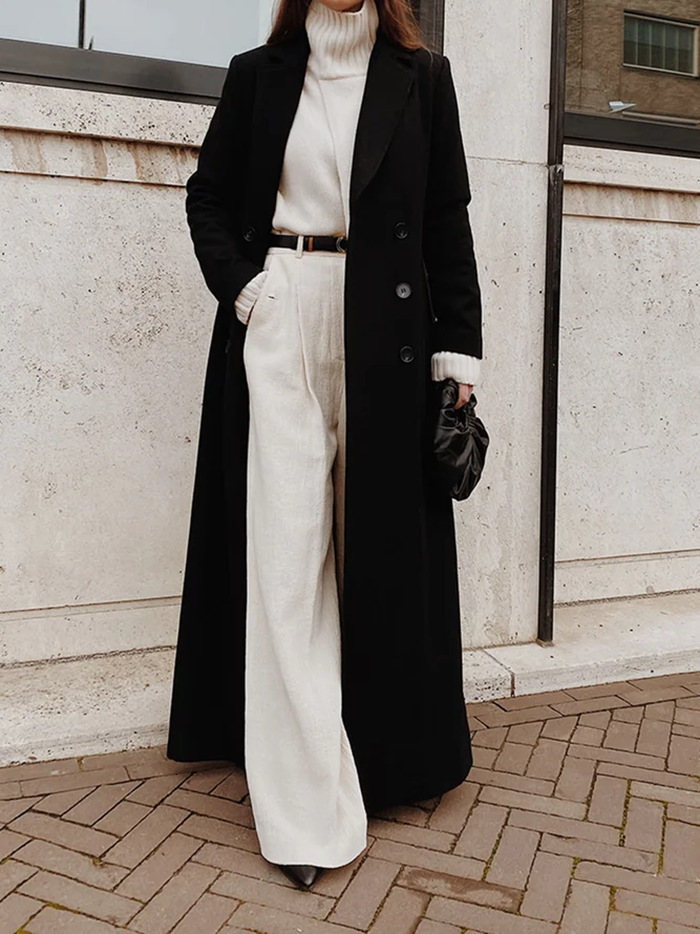 Designer 2026 Luxury Autumn/winter European And American Women's Fashion Casual Long Solid Color Warm Woolen Coat