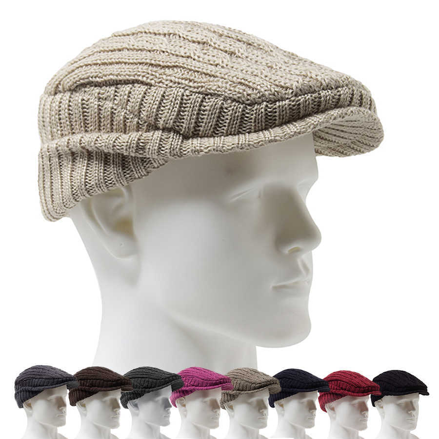 Women Men Knited Hat With Earflaps Beret Autumn Winter Thickened Warm Berets Fashion Men's Newsboy Cap Casual Crochet Flat Hats S2610164QXF