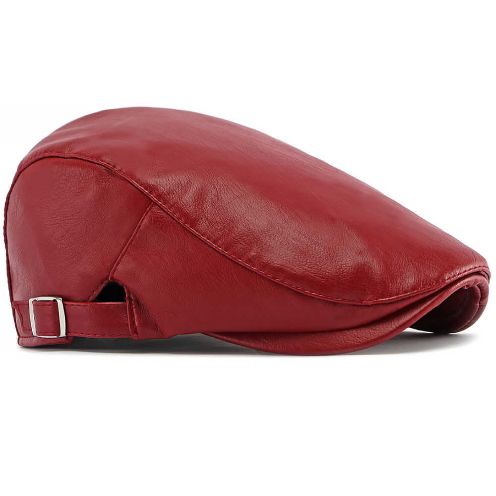 Autumn HT5127 Winter PU Leather Caps for Men Women Artist Painter Beret Hat Male Female Ivy Flat Cap Unisex Adjustable Beret Cap S261016GBMQ