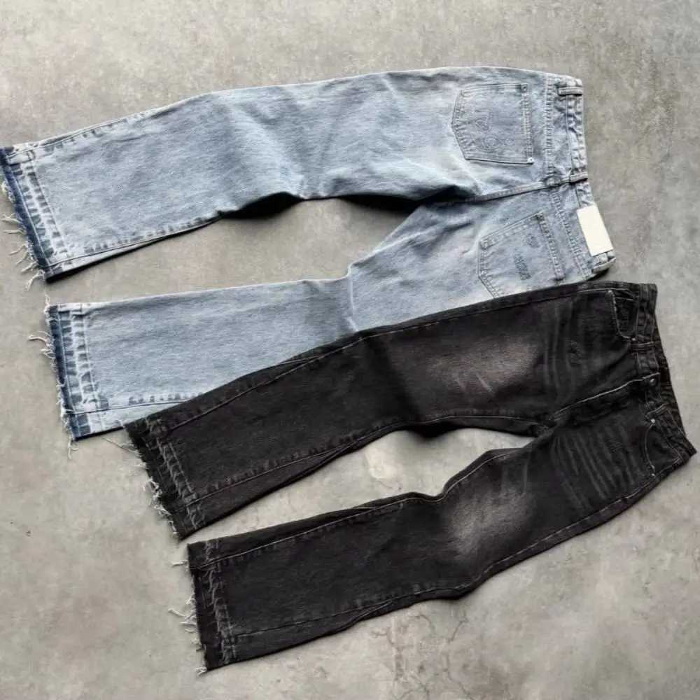 Men's Jeans Harajuku hip-hop high street straight pants Gothic tassel casual micro-flared pants Y2K retro slim jeans fashion washed pantsT26101