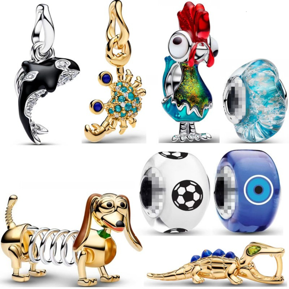 2026 New Newest Cute Animal Designer Charms For Snake Chain Bracelet Bangles Luxury cologne Silver Dolphin Dog Cock Rooster Slide Charm Bead Jewelry