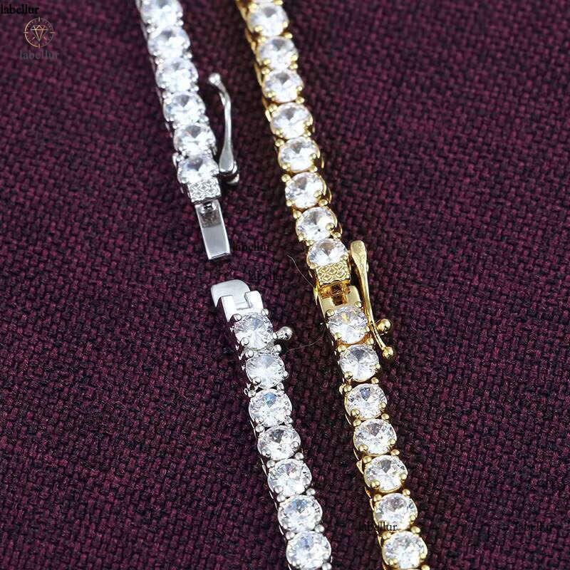 Men's Hip-Hop Tennis Chain for women Gold-Plated sterling silver Necklace 3mm/4mm/5mm Single necklace Row moissanite jewlery Iced Jewelry d