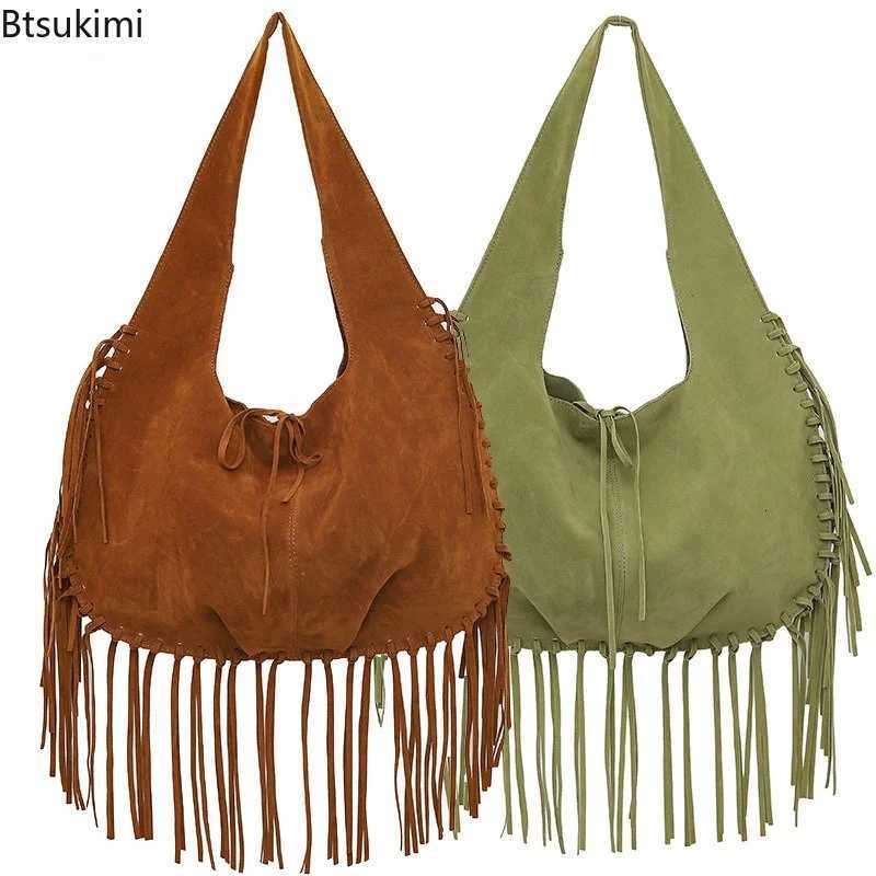 Totes Vintage Suede Hobos Bags Women Shoulder Bags Bohemian Tassel Handbags Large Capacity Casual Fringe Tote Bag Trend Shopper Purses X261016