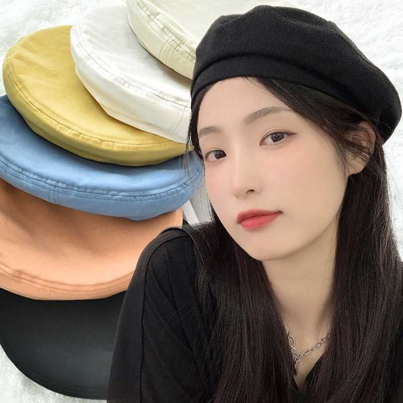 Summer Spring Cotton Berets Solid Vintage French Octagonal Forward Peaked Hats Painter Hat Street Military Beret Women Girl Caps S261016F9C3