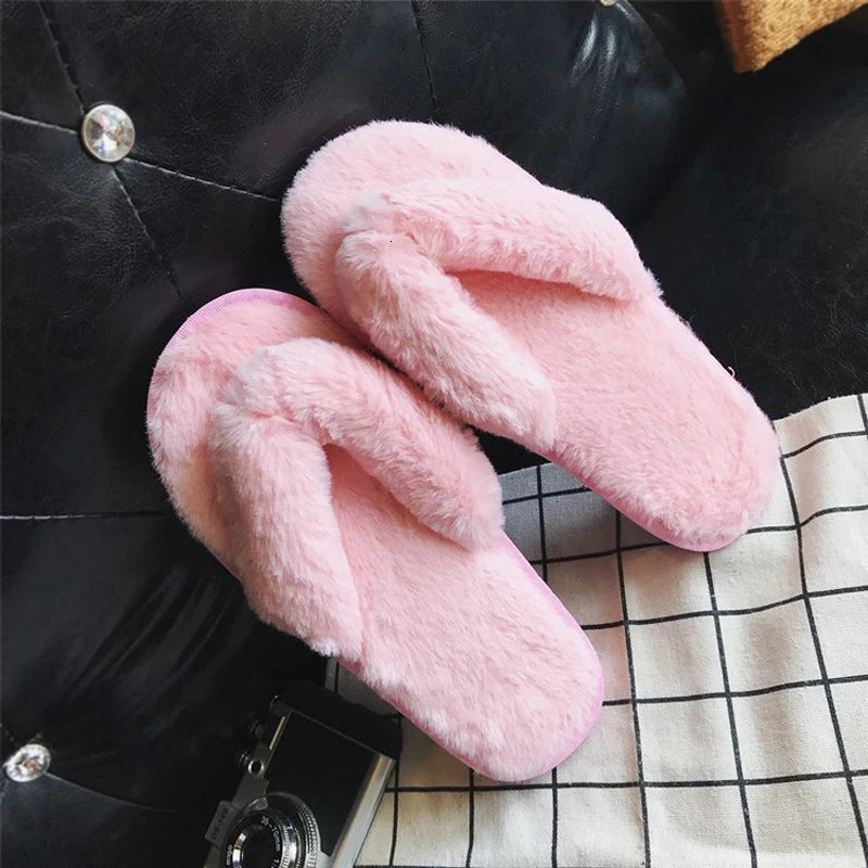 Autumn Winter Women Home Slippers Fashion Soft Furry Flats Slippers Faux Fur Women Warm Shoes Indoor Female Flip Flops WSH3747 261016