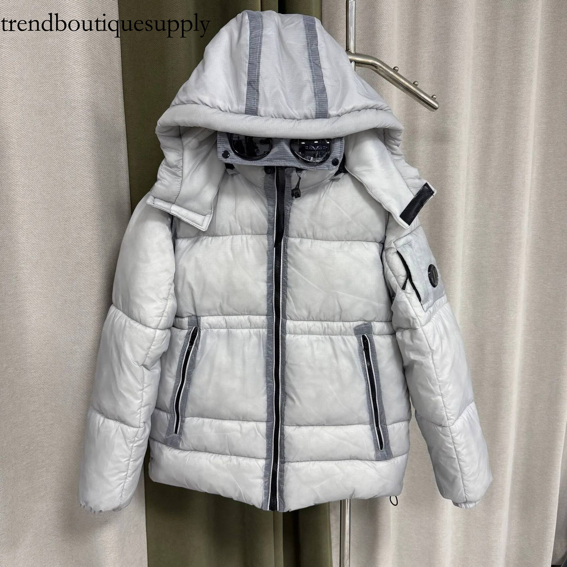 Designer Companyy Hooded Cotton Down Lens Glasses High Street Fashion Couple Style Streetwear Pullover Casual Coat for Autumn Winter 125