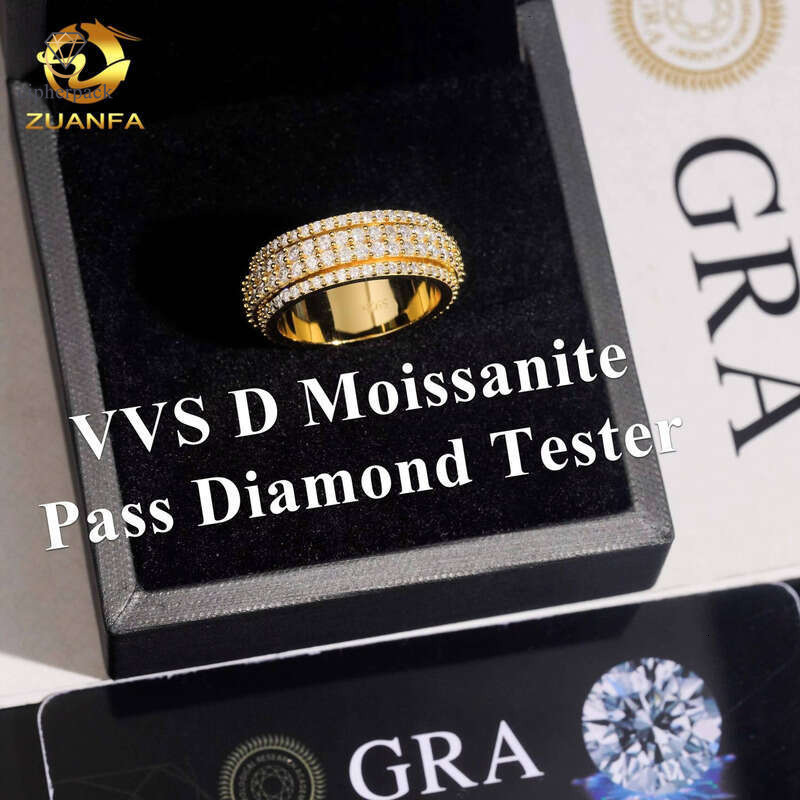 Rotating Takeaway Full Eternal Ready for Shipment GRA Silicon Stone Men's Ring Iced Out Jewelry
