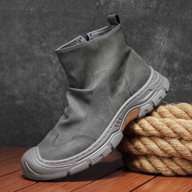 Men's Autumn New Versatile Casual Lightweight Shoes HighTop Trendy Fashion Work Boots Q