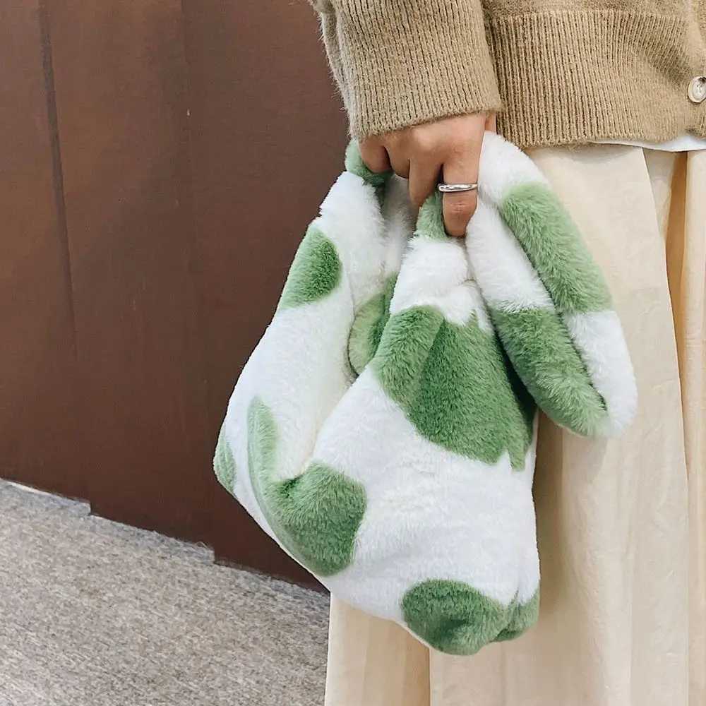 Evening Bags Spring Fresh Fluffy Shoulder Bag Top-handle Bag Female Autumn Winter Handbag Plush Tote Fashion Shopping Bag H261016