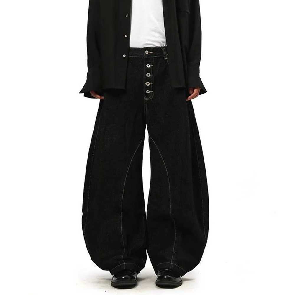 Men's Jeans Men's Solid Color Wide-Leg Jeans American Retro Fashion Trend Street Hip-Hop Loose Breathable Casual Niche New Men's Bott