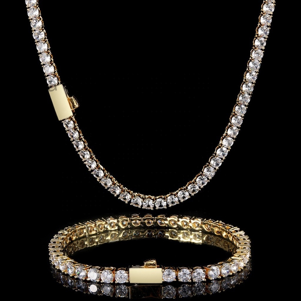 Hip Hop 925 Sterling Silver 2mm 3mm 4mm 5mm 6mm VVS Moissanite Tennis Chain Moissanite Diamond Necklace