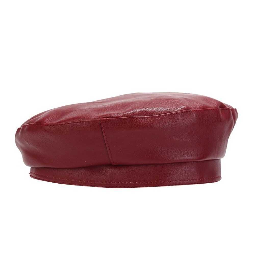 PU Sweet Leather Pearl Bow Beret Korean Style British Style Octagonal Hat Retro Design Solid Color Artist Hat Streetwear S261016RVQL