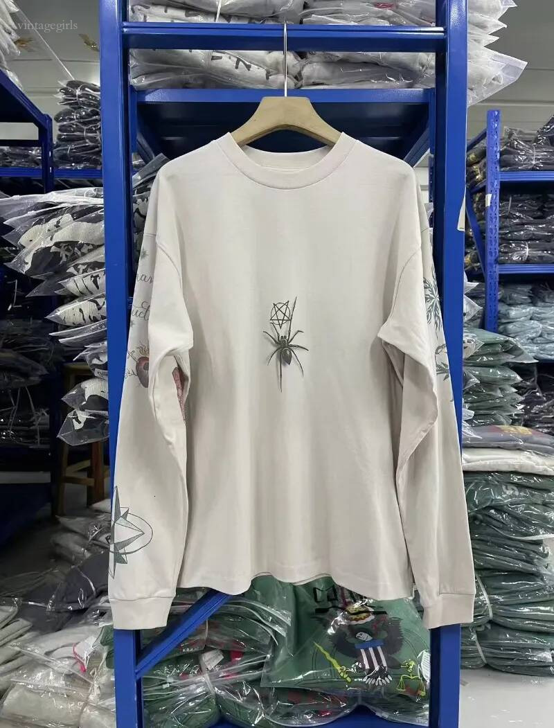 Designer Shirt Men 2026 New White Washed Long Sleeve Print Fashion Men Women Cotton Vintage T Shirt Autumn Graphic Streetwear Y2k Size S-Xl