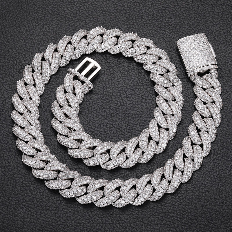 Iced Out 18mm Cuban Link Chain Men's Hip Hop Jewelry Silver/Gold 40-60cm Necklace Bracelet Fashion Streetwear