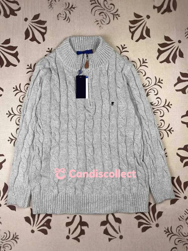 polo Fall And Winter Knitted Sweaters For Men Designer Cable Knit Couple Stand Collar Embroidered Half Zip Womens Sweater Tops Coat polo f16