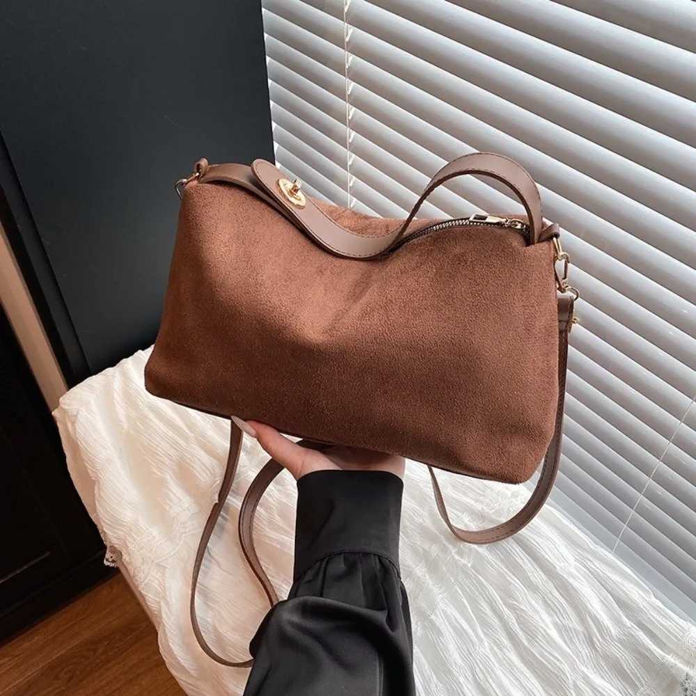 Totes New Suede Shoulder Bag Large Capacity Vintage Tote Bag Casual PU Leather Handbag Unisex X261016